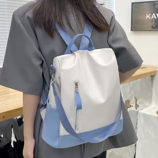 【出國必備】雙11 時尚軟皮大容量防盜兩用雙肩包(氣質藍 大容量 後背包 生日禮物 手提包 旅行包