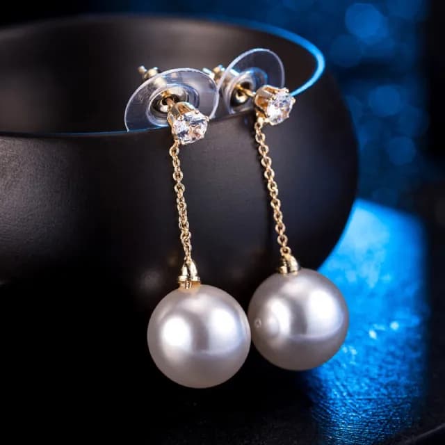 【89 zone】法式簡約古典珍珠氣質 耳飾 吊墜耳環 長款耳環 流蘇耳環 耳環(金)