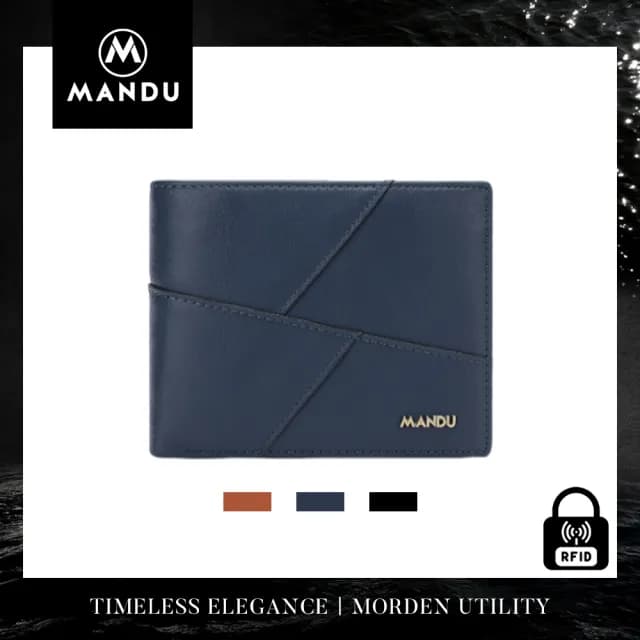 【MANDU漫度】雙11 義式經典 防RFID盜刷拼接男士零錢包/皮夾/短夾