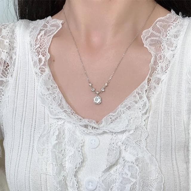 【MoonDy】項鍊 鋯石 鎖骨鏈 配飾 閨蜜項鍊 女生項鍊 銀項鍊 999 純銀項鍊 情侶禮物 生日禮物
