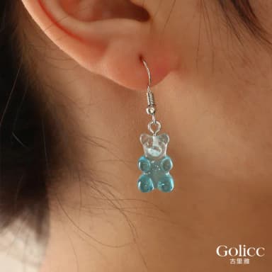【Golicc】耳環 糖果色 小熊軟糖吊墜(母親節 生日 情人節 飾品 耳釘 耳飾 耳墜 禮物)