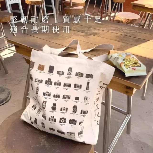 【相機圖鑑】父親節禮物 復古相機大容量帆布包(手提袋 收納包 購物環保袋 肩背包 日系厚帆布包 學生)