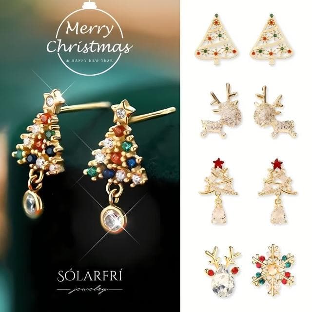 【SOLARFRi】聖誕系列 銀針耳環｜ 附品牌禮盒包裝(閨蜜情人女友母親老婆禮物)