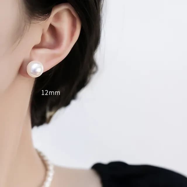 【Oni 歐妮】唯一-珍珠蚊香盤無痛耳夾耳環(1對入/12mm)