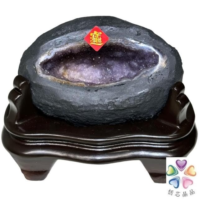 【恬芯晶品】S18精選烏拉圭紫晶洞0.43KG錢袋子(圓洞聚財招財貴人開運風水帝王紫水晶新居禮物補財庫聖誕節)