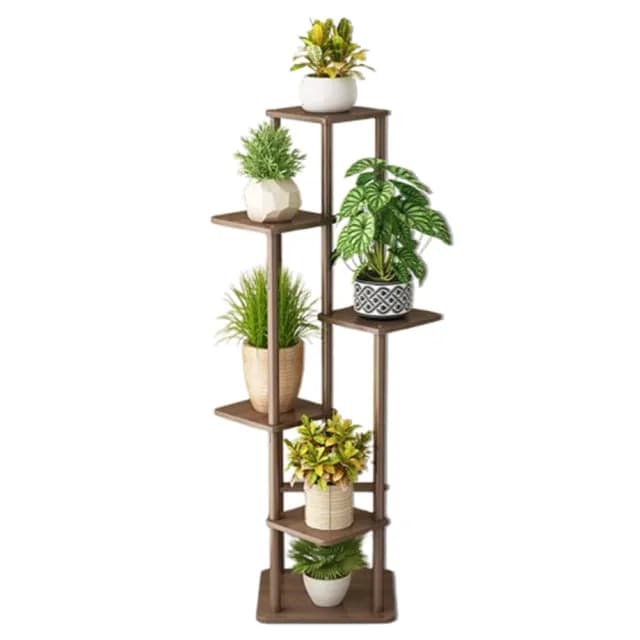 【姿竹旗艦店】加固 胡桃色 6層(花架 置物架 花盆架 盆栽架 植物架子 預購15天)