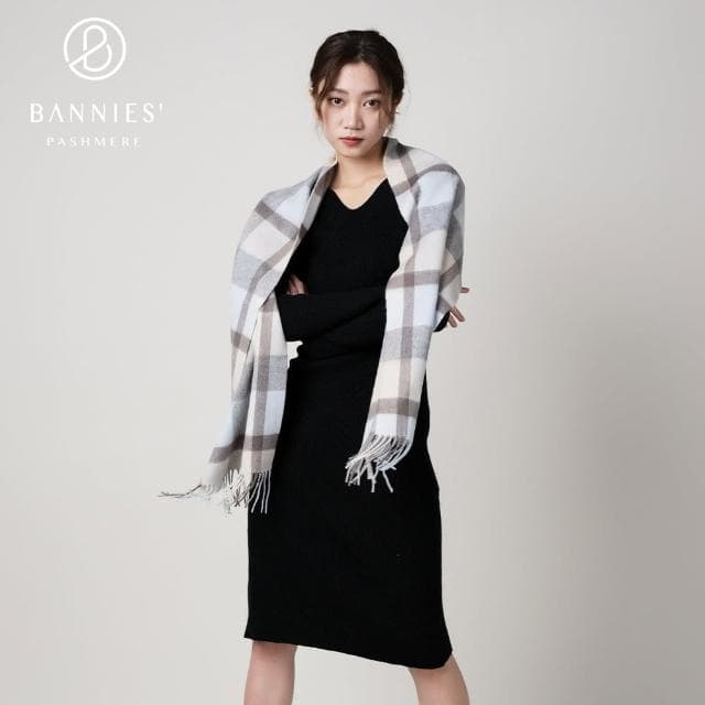 【BANNIES 喀什米爾圍巾】典藏格紋｜經典格紋(圍巾 羊絨 喀什米爾 中性款式)