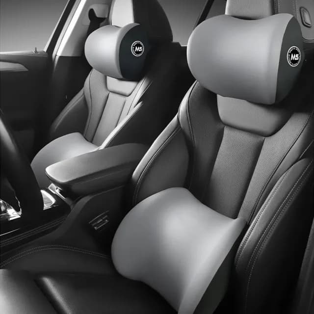 【伊德萊斯】雙11 汽車記憶棉頭枕腰靠套組 車用護頸枕+護腰枕(汽車枕頭 記憶枕 車用護腰墊 交換禮物)