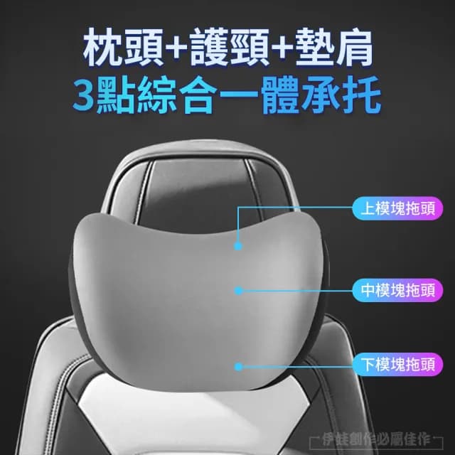 【伊德萊斯】雙11 汽車記憶棉頭枕腰靠套組 車用護頸枕+護腰枕(汽車枕頭 記憶枕 車用護腰墊 交換禮物)