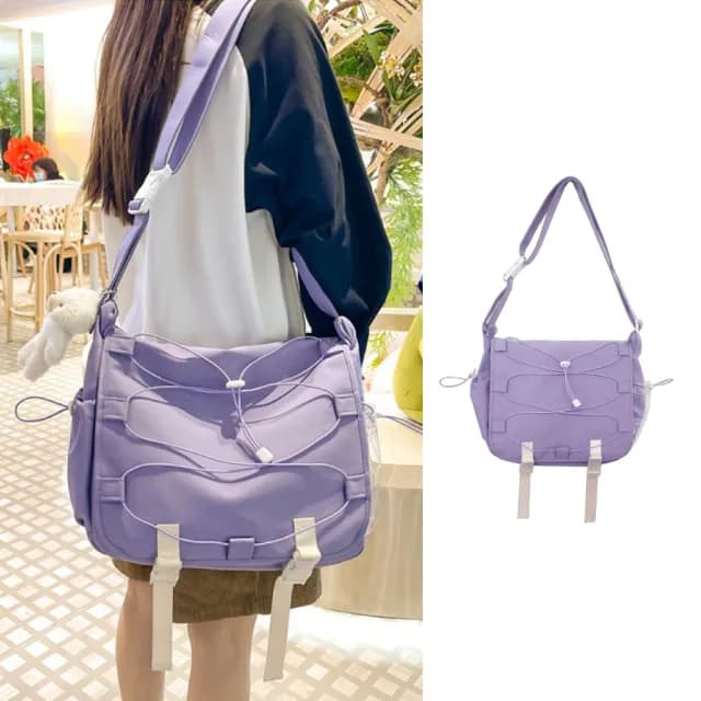 【自由裝飾】雙11 少女小紫大容量斜背透明痛包(大學生 娃包 平板包 書包 側背包 斜跨包 生日 交