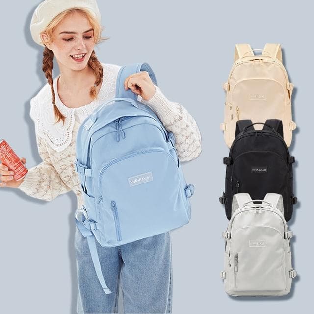 【Her】15吋筆電包 聖誕交換禮物 大容量防潑水 男女後背包 登山背包 學生書包 肩背包(雙肩包 多隔層背包)