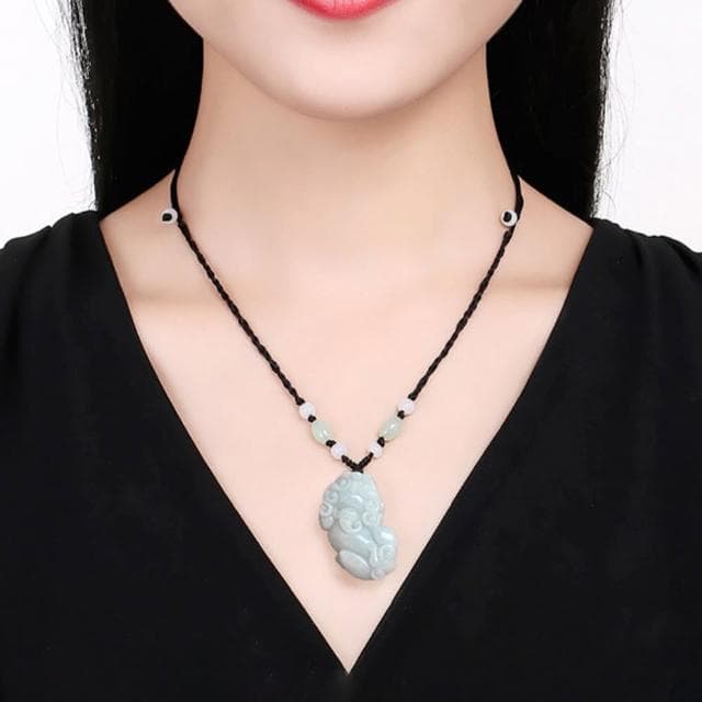 【MoonDy】項鍊 玉珮 吊墜 玉石項鍊 貔貅 招財項鍊 保平安 翡翠 護身符 如意 男女同款 送媽媽 生日禮物