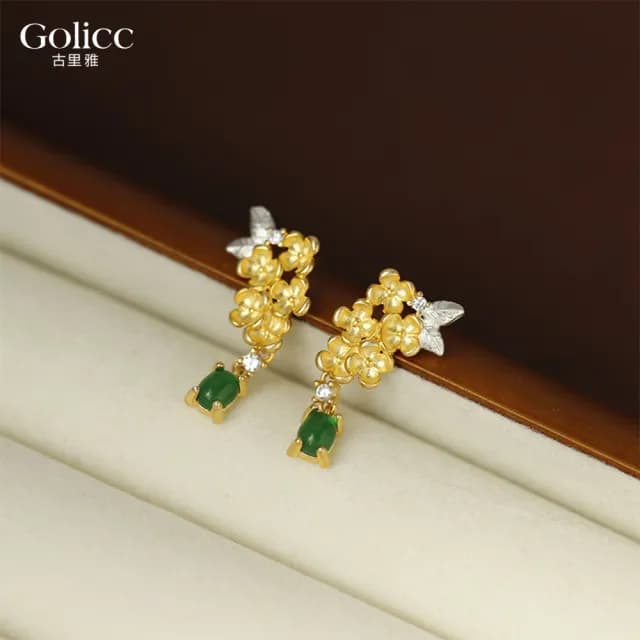 【Golicc】耳環 桂花流蘇 雅致復古(七夕 情人節 生日 飾品 耳釘 耳飾 耳墜 禮物)