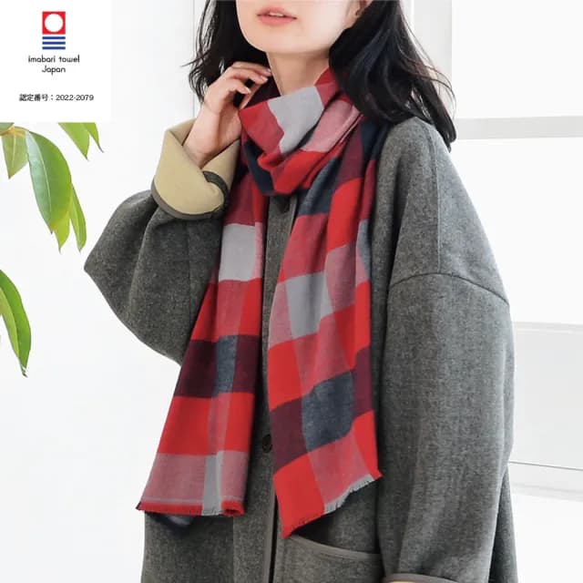 【ORIM】今治秋色格紋圍巾(純棉親膚/休閒風格/保暖舒適/推薦單品)