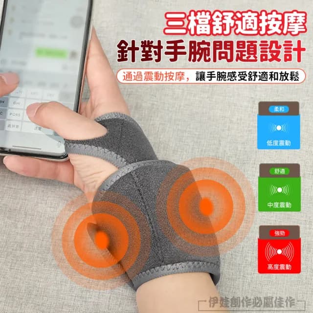 【伊德萊斯】電熱保暖震動按摩護腕帶 腱鞘手腕扭傷熱敷腕帶 冬季防寒發熱帶(加熱護腕手套 交換禮物)