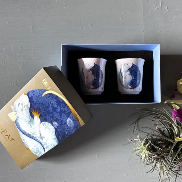 【TALES 神話言】十二生肖-藝術骨瓷小茶杯2入(文創 藝術 創新 送禮)