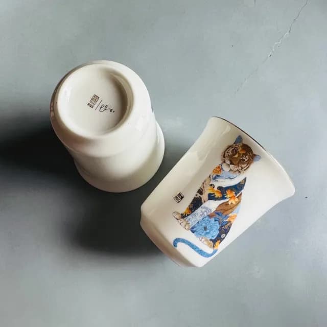 【TALES 神話言】十二生肖-藝術骨瓷小茶杯2入(清酒杯/文創禮品/藝術收藏/新年送禮)