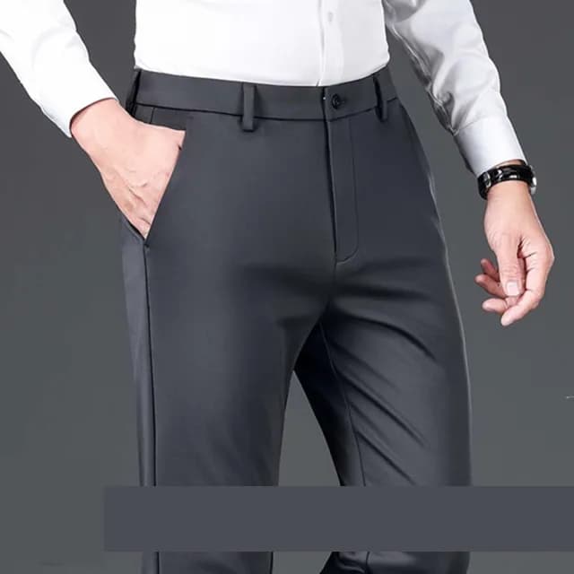 【米蘭精品】現貨+預購 男商務西裝褲修身西裝褲直筒機能免燙(男長褲休閒彈力冬季正裝父親節禮物6色74jh17)