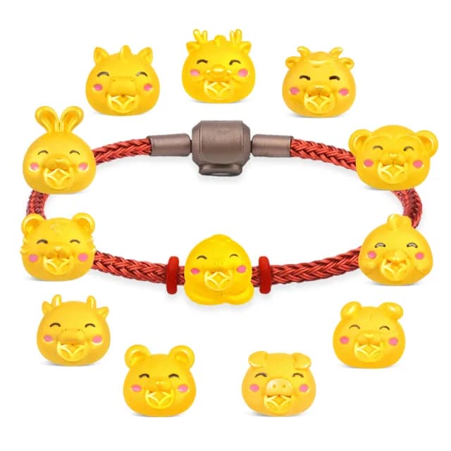 【GJS 金敬順】雙11黃金手鍊金錢十二生肖串飾(金重:0.27錢/+-0.03錢)