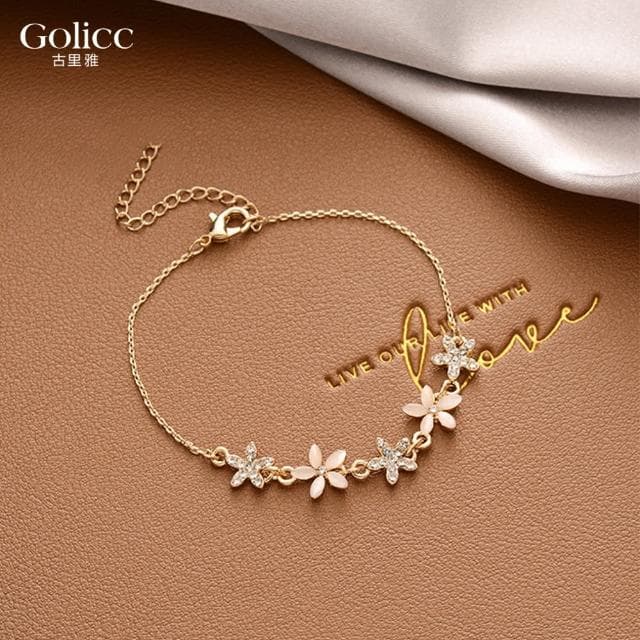 【Golicc】手鍊 小花貓眼石 星光手環(618 七夕 情人節 生日 手環 手繩 首飾 飾品 禮物)