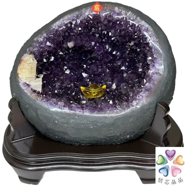 【恬芯晶品】S59精選烏拉圭紫晶洞4.2KG錢袋子(圓洞聚財招財貴人開運風水帝王紫水晶新居禮物補財庫聖誕節)