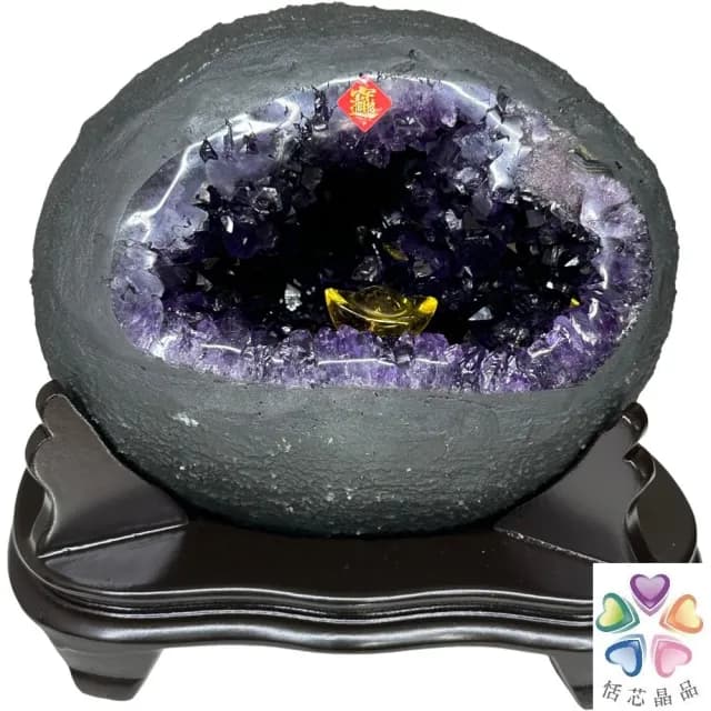 【恬芯晶品】S56精選烏拉圭紫晶洞3.4KG錢袋子(圓洞聚財招財貴人開運風水帝王紫水晶新居禮物補財庫聖誕節)