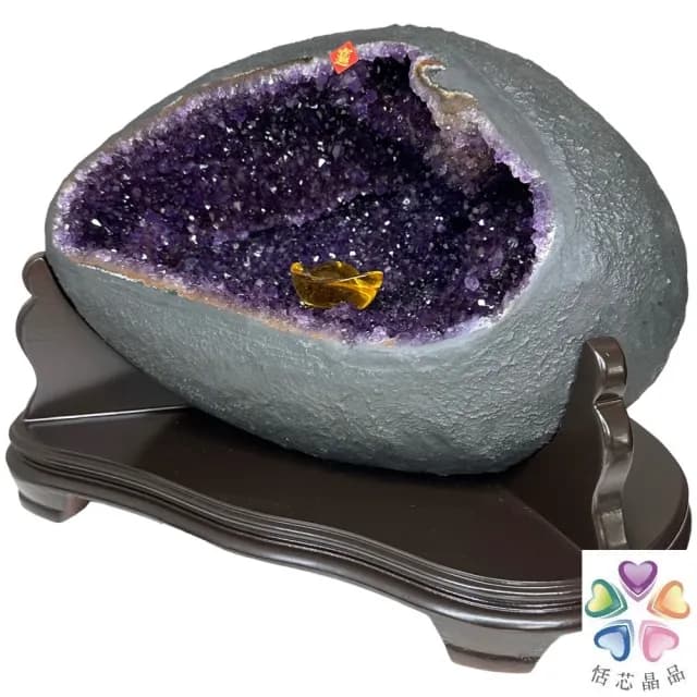 【恬芯晶品】S57精選烏拉圭紫晶洞7.45KG錢袋子(圓洞聚財招財貴人開運風水帝王紫水晶新居禮物補財庫聖誕節)