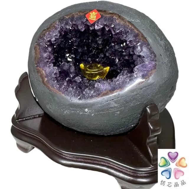 【恬芯晶品】S29精選烏拉圭紫晶洞1.9KG錢袋子(圓洞聚財招財貴人開運風水帝王紫水晶新居禮物補財庫聖誕節)