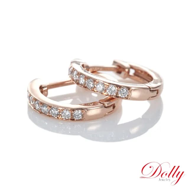 【DOLLY】0.20克拉 天然鑽石 F/VS2 18K玫瑰金鑽石耳環-005(母親節 長輩送禮 交換禮物首選)