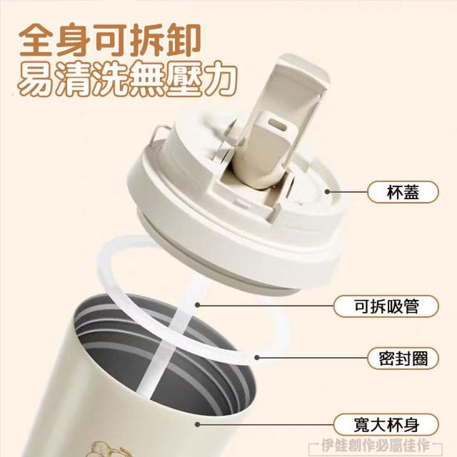 【MUJIE】鈴蘭花316不鏽鋼保溫杯 兩用咖啡杯 500ML(吸管隨行水杯 馬克杯 母親節禮物)