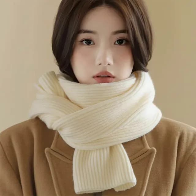 【midou】韓劇女星柔軟保暖純色針織圍巾(秋冬圍巾 長圍巾 聖誕禮物 聖誕交換禮物)