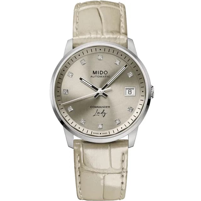 【MIDO 美度】官方授權 COMMANDER 香榭系列 鑽石機械女錶-35mm 手錶 禮物 推薦(M0212071629600)