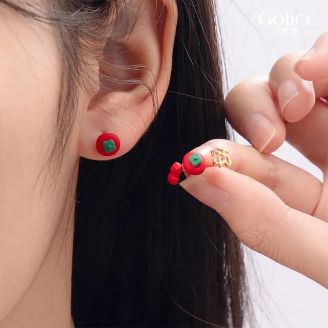 【Golicc】新年 福氣耳釘 旺財耳環(七夕 情人節 生日 飾品 耳釘 耳飾 耳墜 禮物)