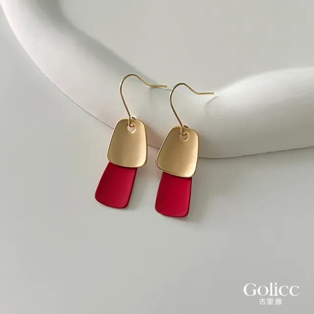 【Golicc】耳環 簡約 百搭 氣質(七夕 情人節 生日 飾品 耳飾 耳墜 禮物)