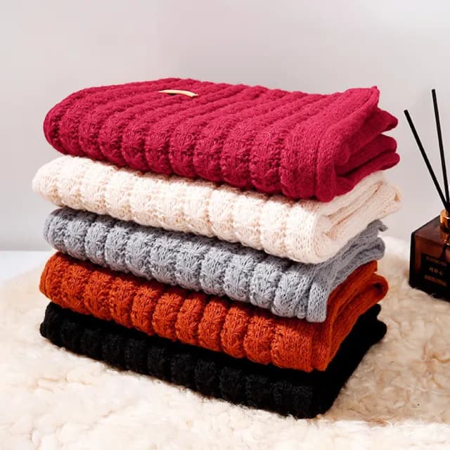 【MoonDy】圍巾 圍脖 針織圍巾 毛線圍巾 鬆弛感 分量感 韓系圍巾 純色圍巾 可愛圍巾 紅色