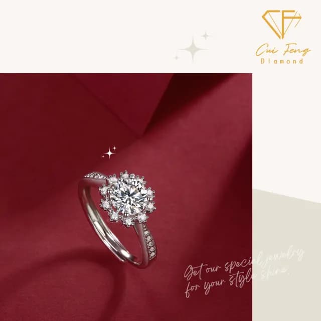 【CF鑽飾】戒指 莫桑鑽《冰雪女王》(女戒 戒子 鑽戒 雙11限定  求婚 聖誕 交換禮物 生日)