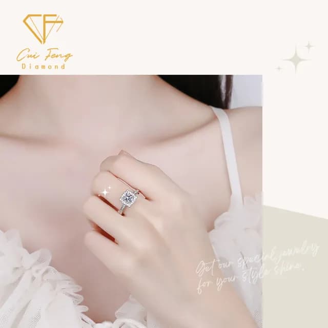 【CF鑽飾】戒指 莫桑鑽《微鑲海瑞》(1克拉 七夕 情人節 女戒 鑽戒 禮物送禮 求婚 生日)