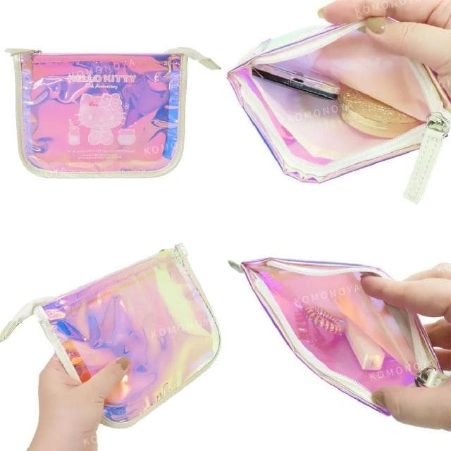 【小禮堂】母親節禮物 Sanrio 三麗鷗 Hello Kitty 極光化妝包 - 50週年系列(平輸品)