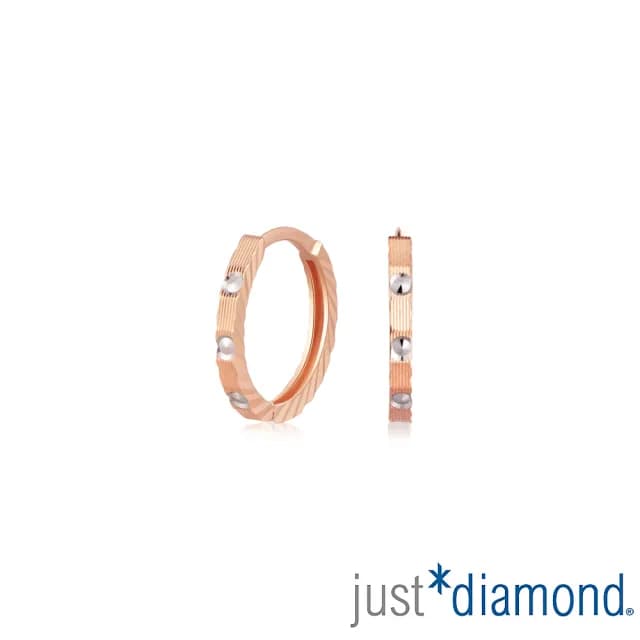 【Just Diamond】條紋印記 18K玫瑰金耳環(網路限定)