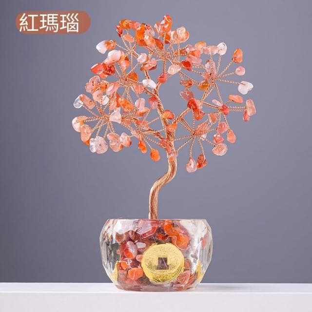 【Paiya 派亞】鑽石碗七彩水晶碎石發財樹水晶生命樹家居辦公招財樹(送禮好物/交換禮物)