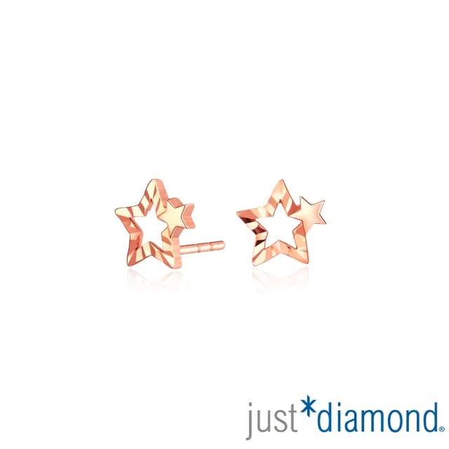 【Just Diamond】雙星共舞 18K玫瑰金耳環(網路限定)