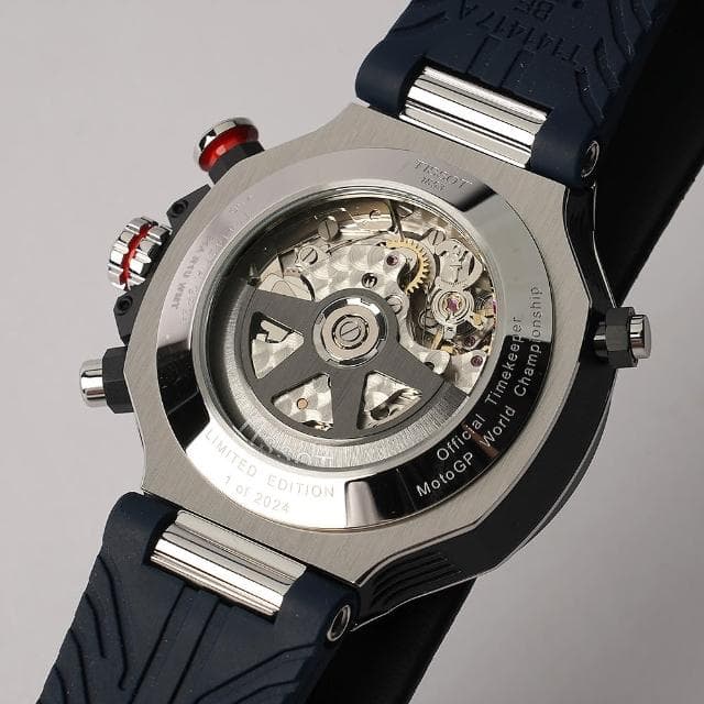 【TISSOT 天梭 官方授權】MOTOGP 75周年限量三眼計時機械錶-45mm 520禮物 送禮(T1414272704100)