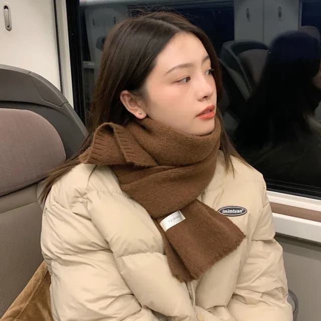 【KT DADA】針織圍巾 保暖圍巾 素色圍巾 毛線圍巾 韓國圍巾 短圍巾 超親膚 小圍巾 圍巾 圍