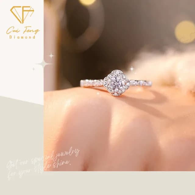 【CF鑽飾】戒指 莫桑鑽《手捧花》(30分 女戒  雙11限定 情人節 禮物)