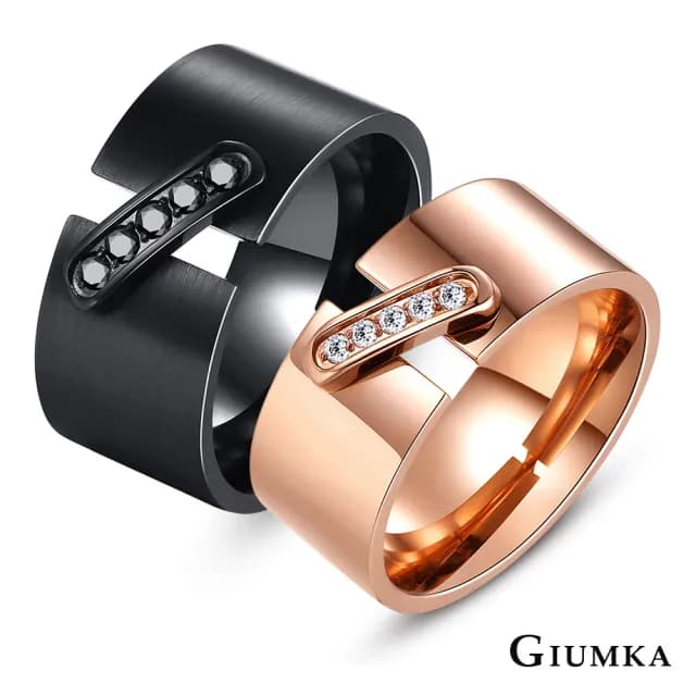 【GIUMKA】情侶對戒．一生相繫．情人節禮物(黑色/玫金)