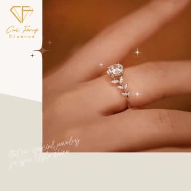 【CF鑽飾】戒指 莫桑鑽《月桂》(1克拉 母親節 女戒 鑽戒  禮物送禮  生日)