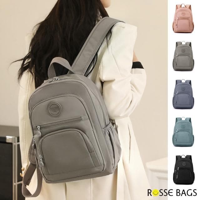 【Rosse Bags】母親節禮物 多隔層防潑水大容量雙肩包 後背包(粉色 / 灰色 / 藍灰色 / 綠色 / 黑色)