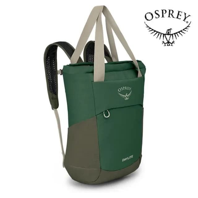 【Osprey】情人節禮物 Daylite Tote Pack 20 托特包 綠色樹冠/綠色溪流(單肩包 肩背包 後背包 手提包)
