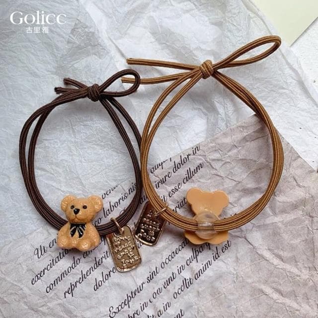 【Golicc】韓國ins網紅可愛小熊字母吊牌 髮繩 髮圈(母親節 生日 情人節 髮飾 頭飾 大腸圈 髮夾 禮物)