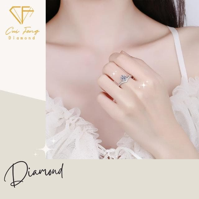 【CF鑽飾】戒指 莫桑鑽《公主皇冠》(1克拉 母親節 女戒 鑽戒  禮物送禮 求婚  生日 告白)